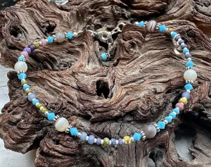 Desert Sky Blue Custom Beaded Anklet