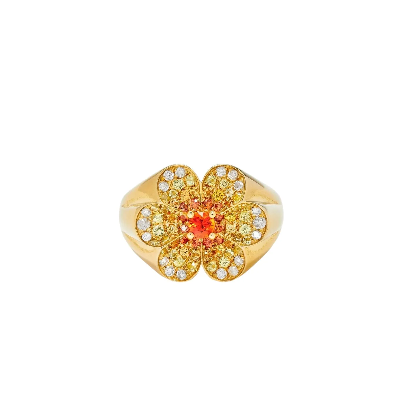 Diamond & Gemstone Daisy Signet Ring