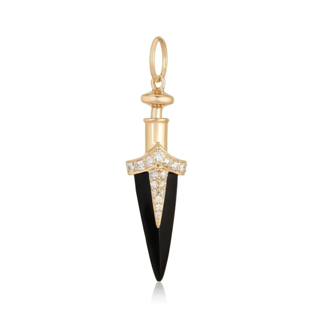 DIAMOND AND ONYX DAGGER CHARM