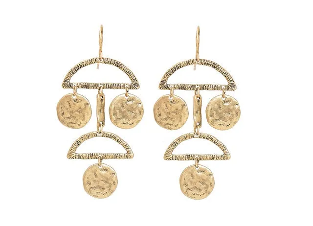 Disc & Round Alloy Dangle Earrings