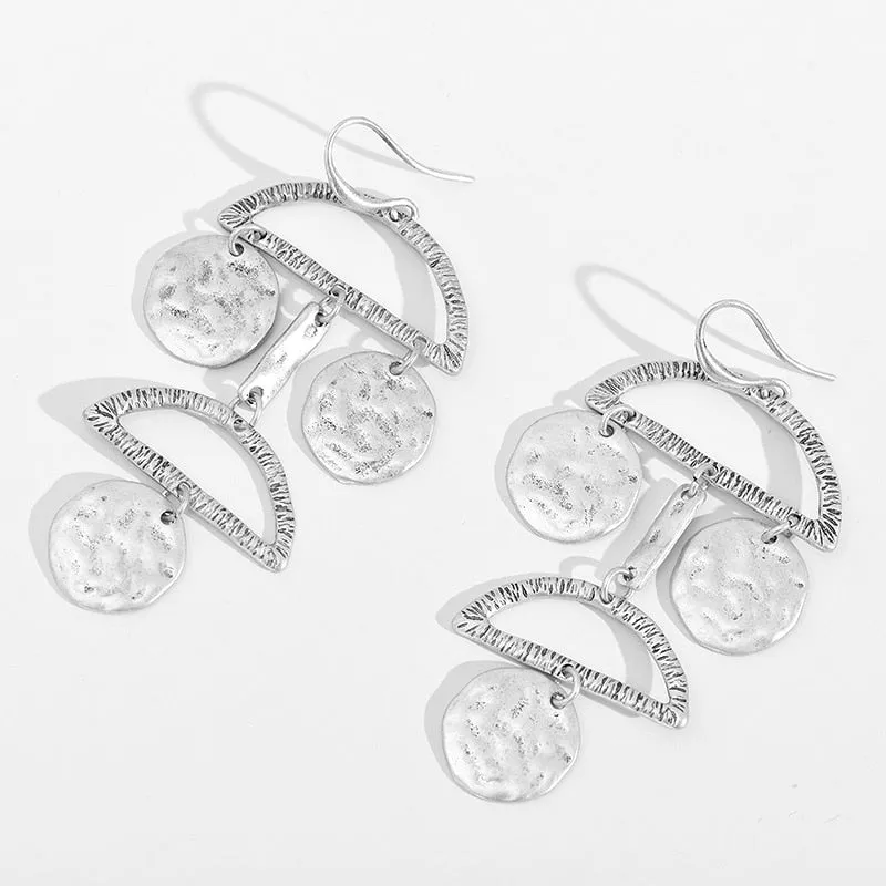 Disc & Round Alloy Dangle Earrings