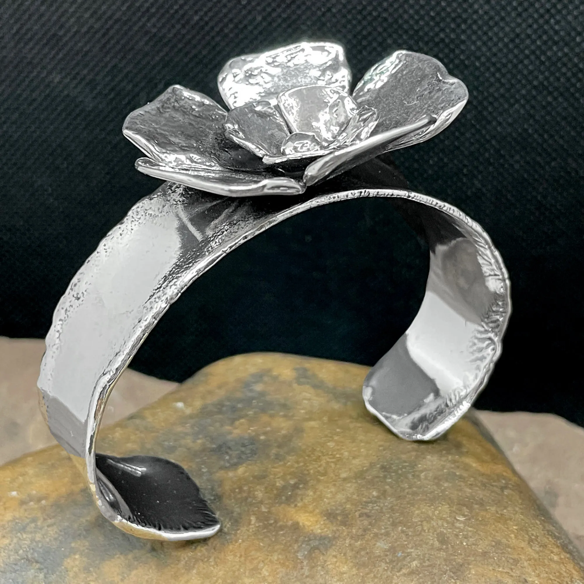 Double Flower Statement Cuff Bracelet