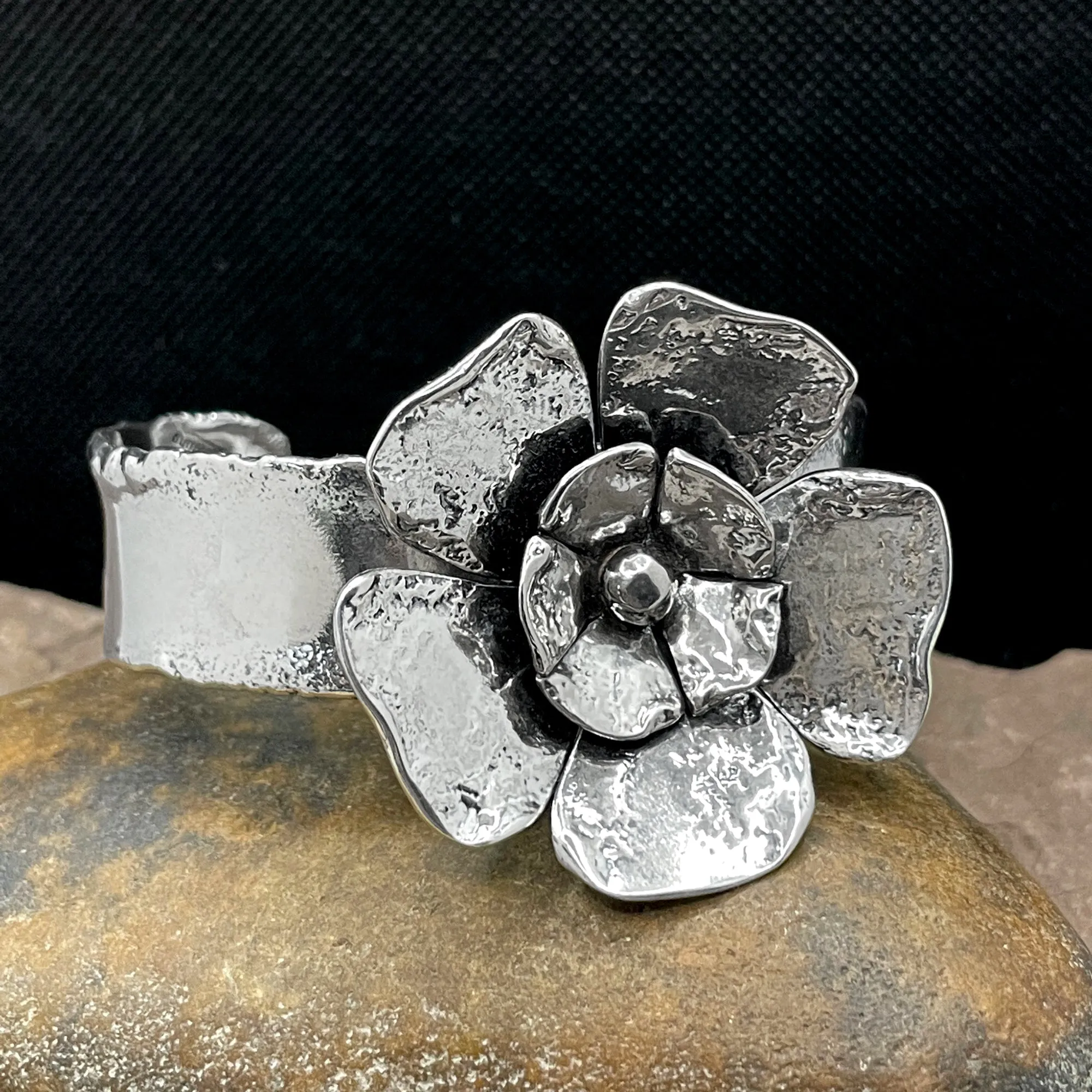 Double Flower Statement Cuff Bracelet