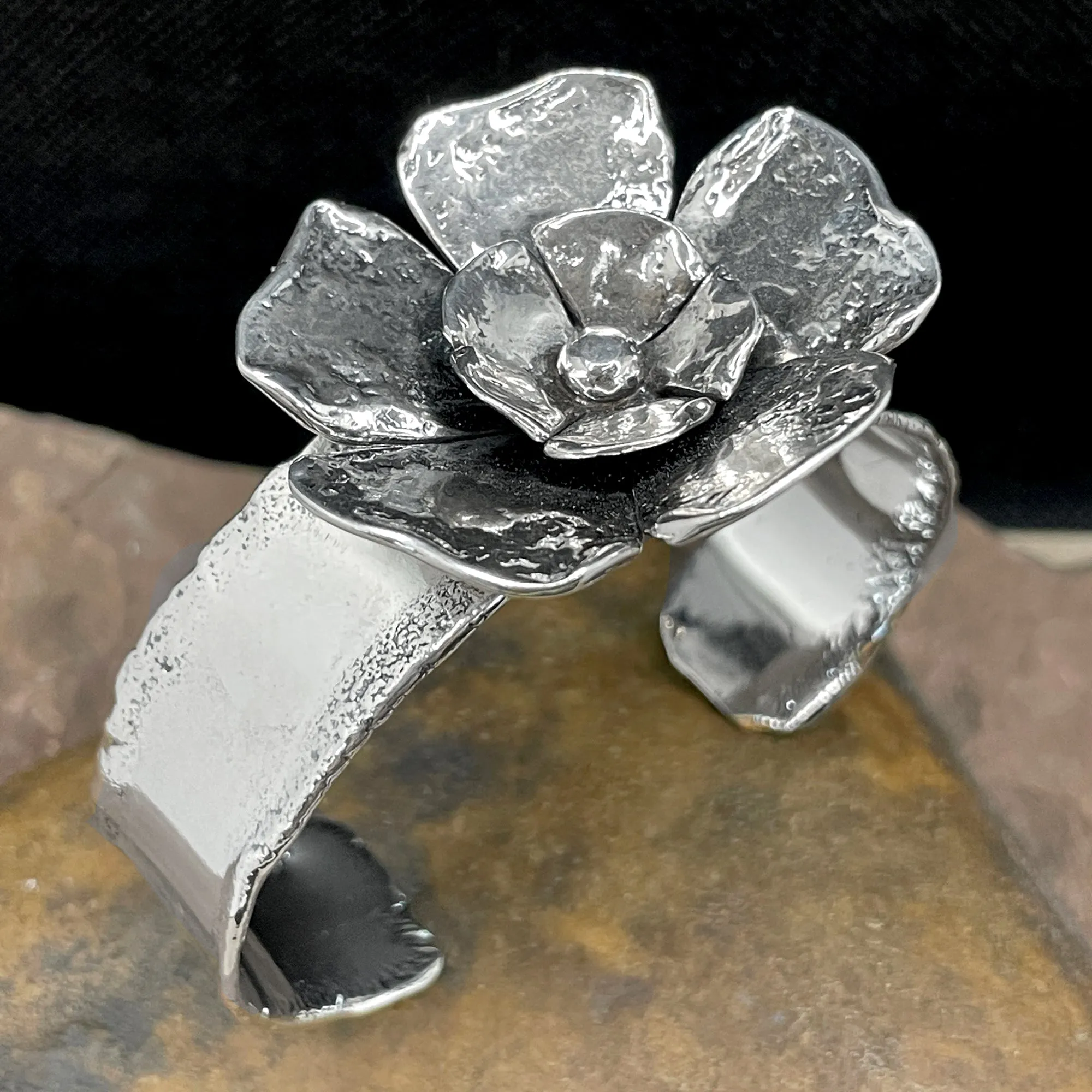 Double Flower Statement Cuff Bracelet