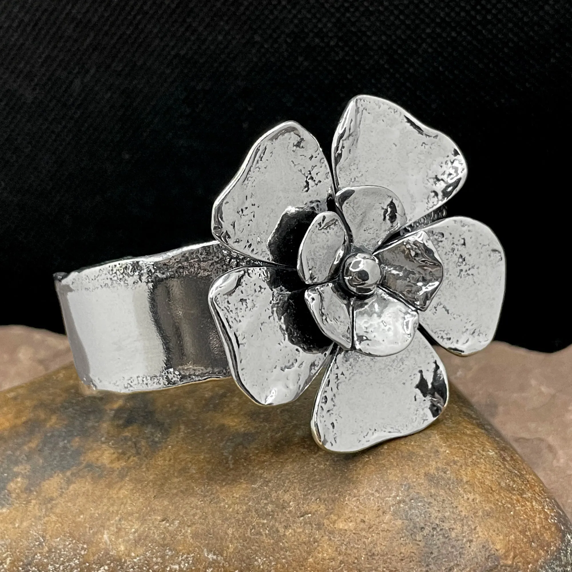 Double Flower Statement Cuff Bracelet