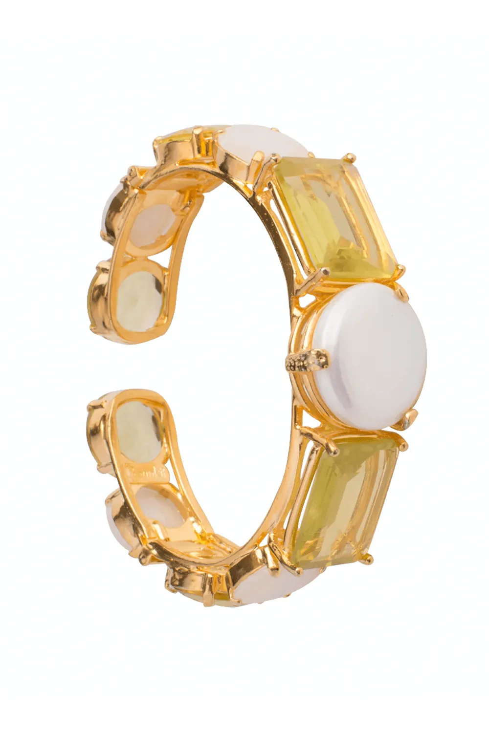 Double Hinged Quartz Cuff Bracelet