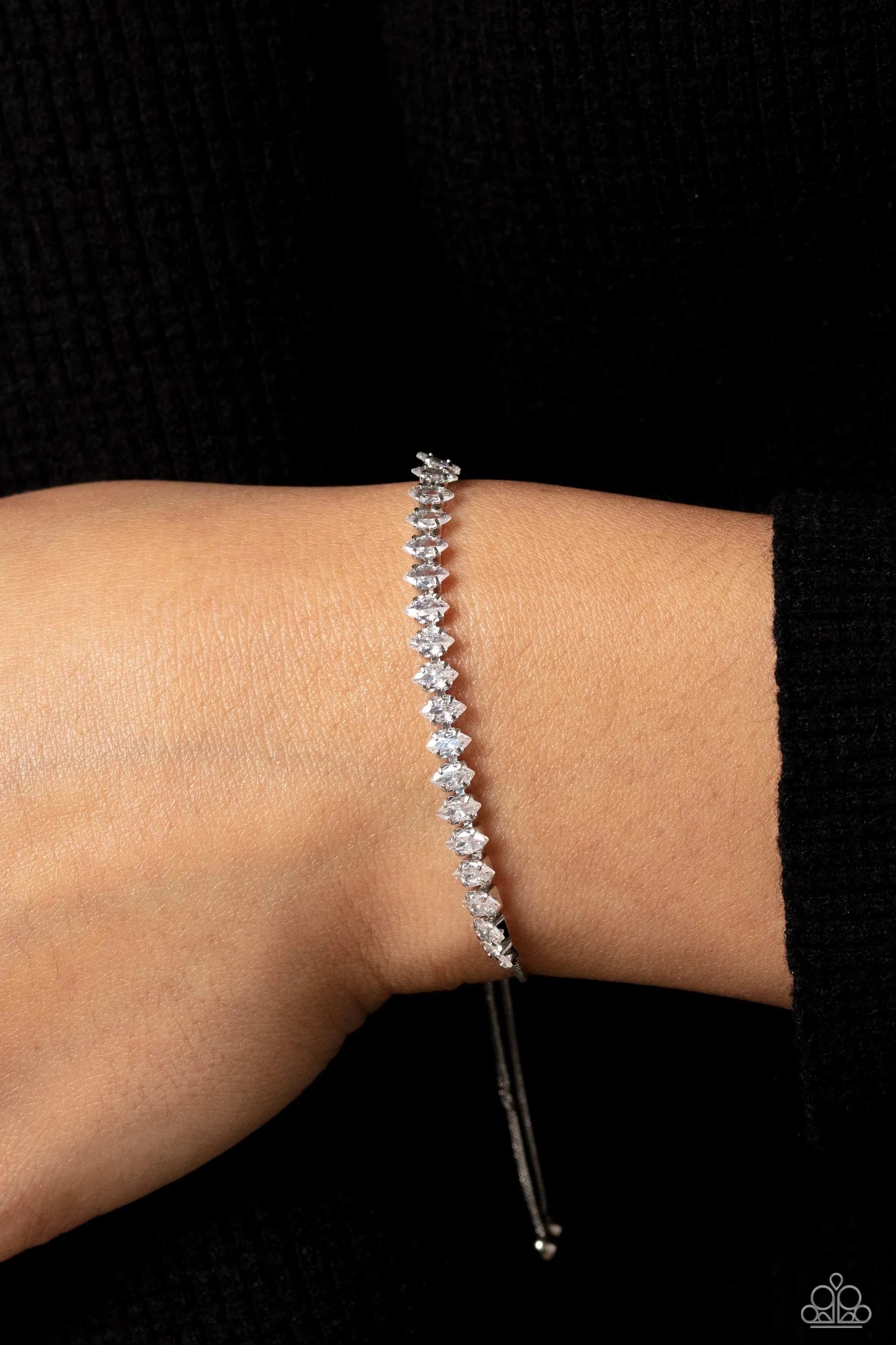 Dynamic Diamonds - White Rhinestone Anklet - Paparazzi Accessories