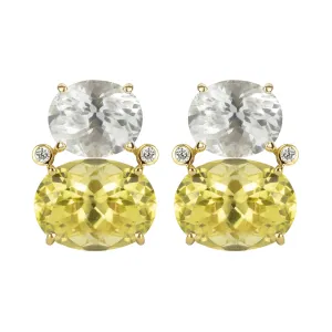 Earrings - Crystal, Lemon Quartz And Diamond