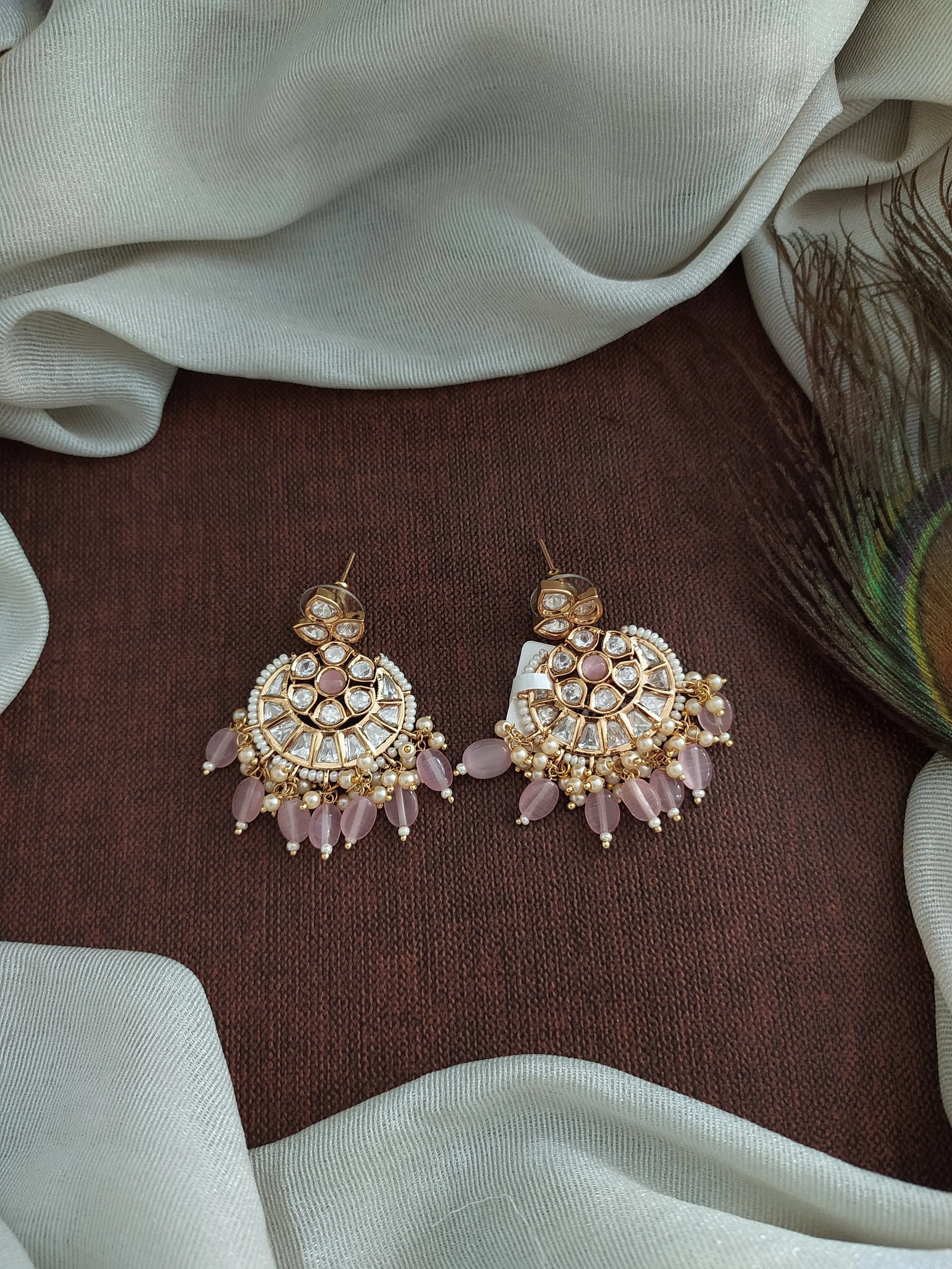 Enchanting Melodies Gold Plated Meenakari Kundan Chandbali Earrings