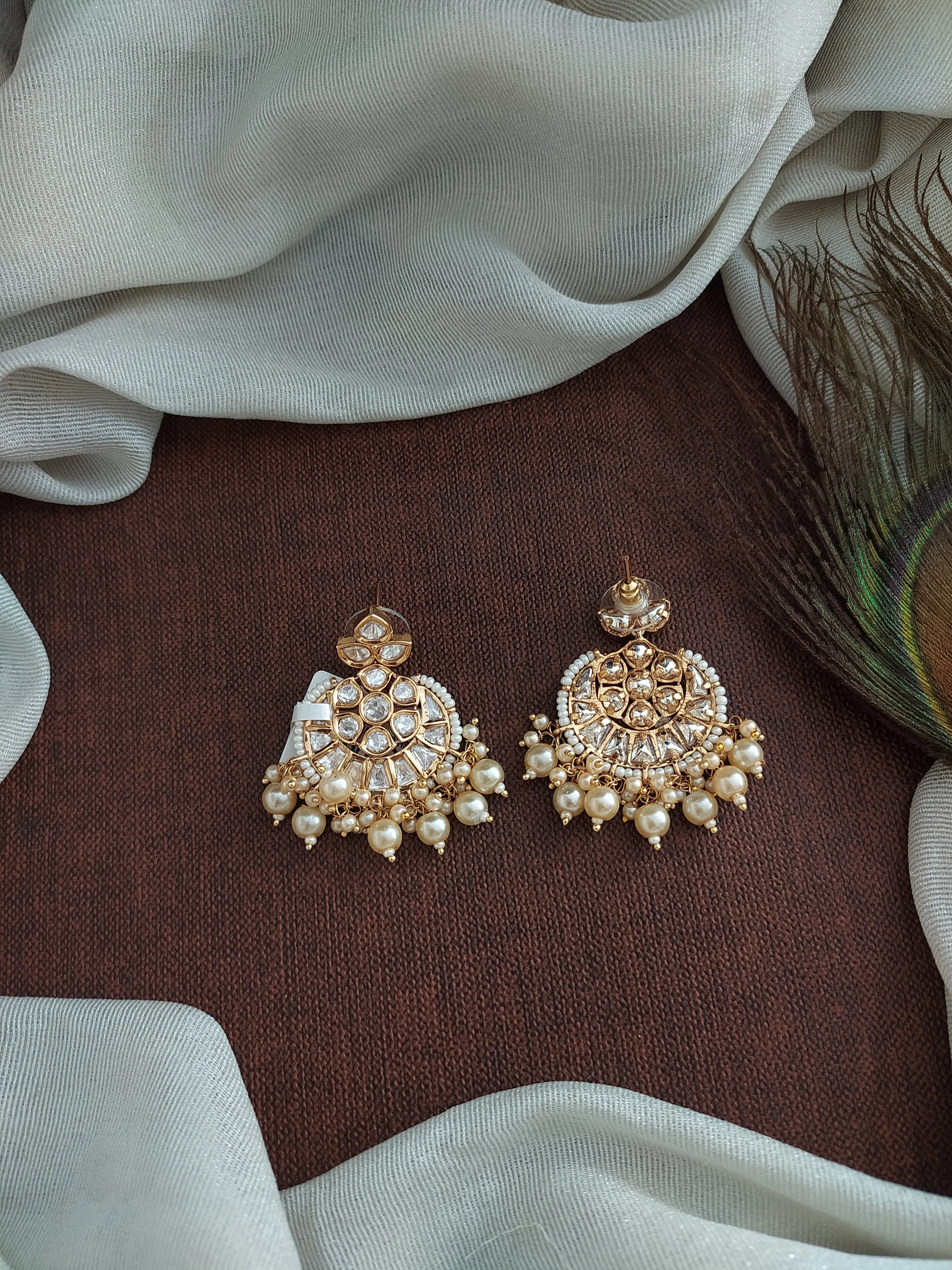 Enchanting Melodies Gold Plated Meenakari Kundan Chandbali Earrings