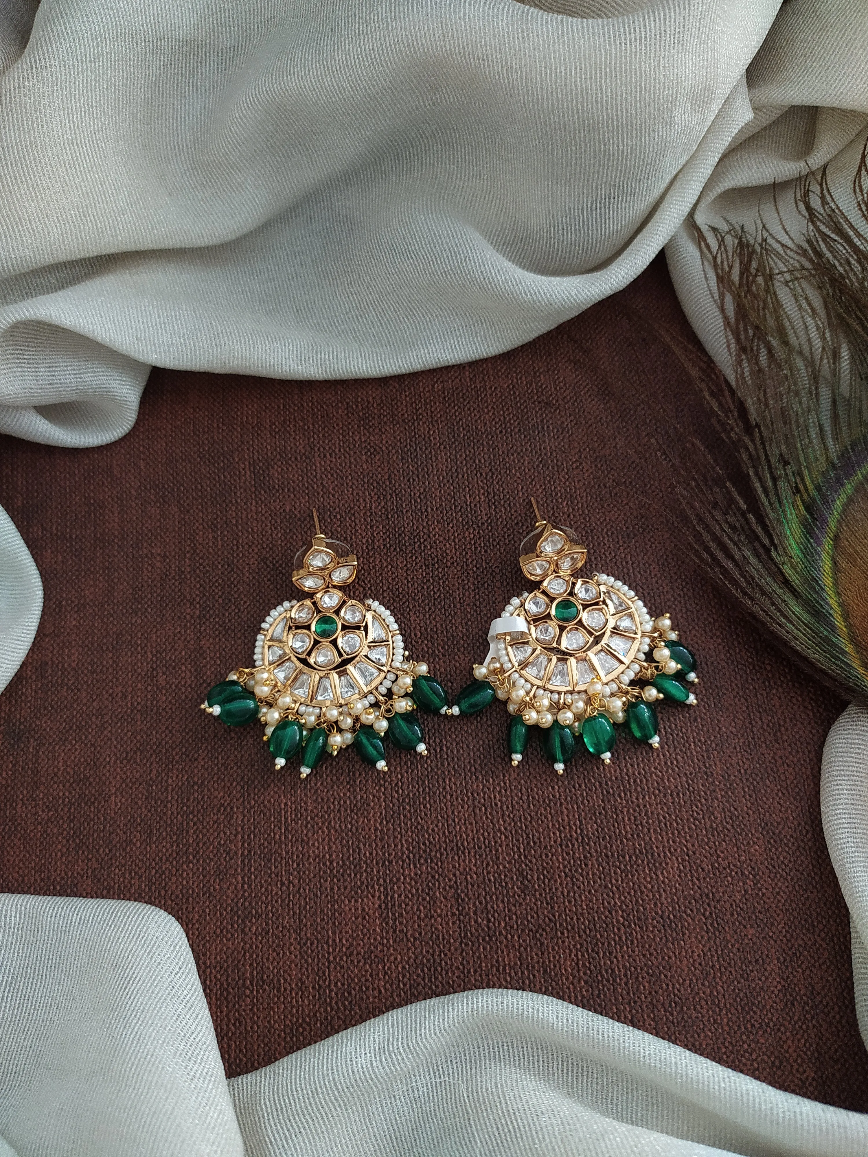 Enchanting Melodies Gold Plated Meenakari Kundan Chandbali Earrings