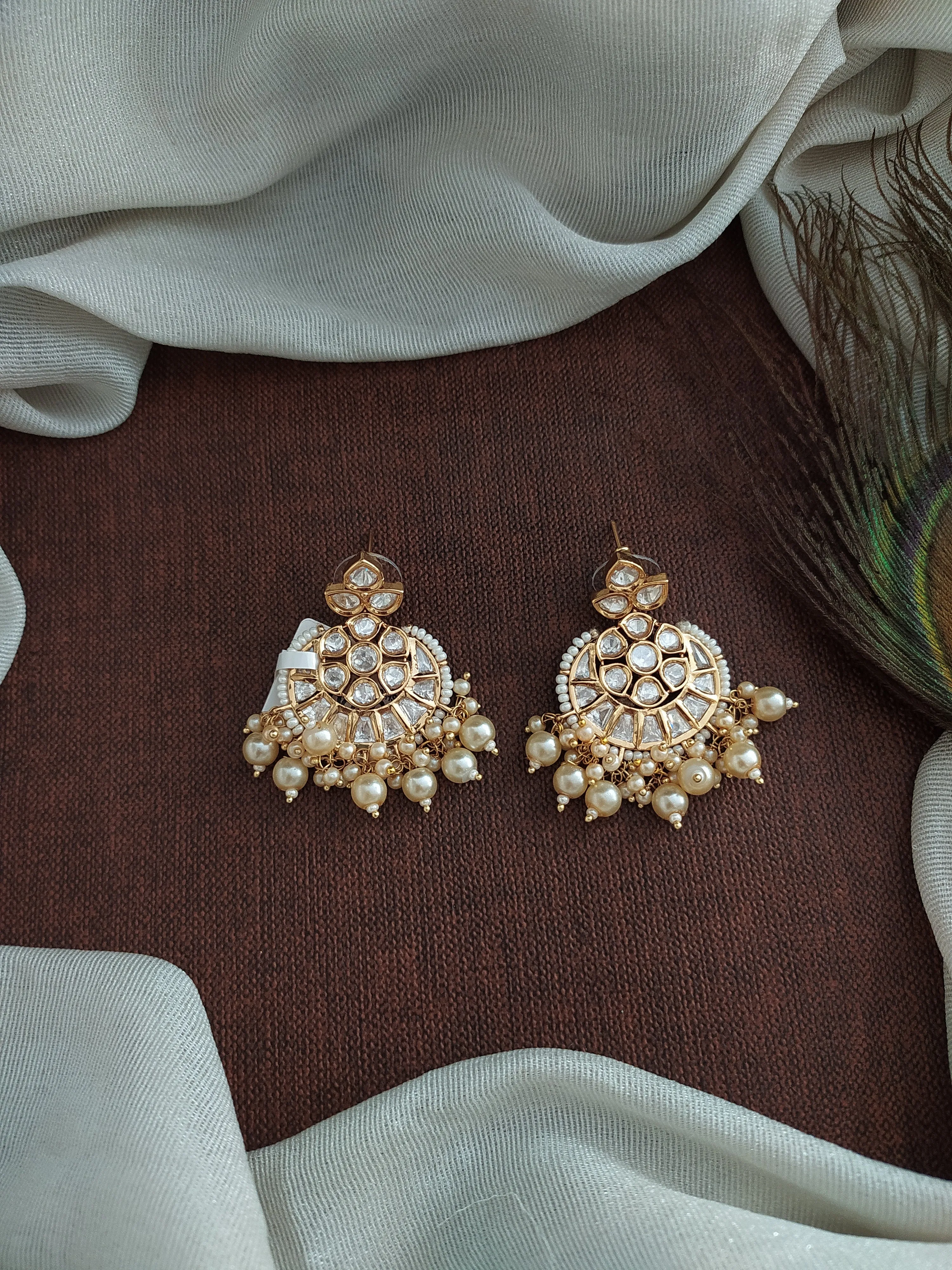 Enchanting Melodies Gold Plated Meenakari Kundan Chandbali Earrings