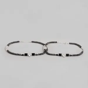 Enigmatic Charms 925 Sterling Silver Rhodium Plated Anklet