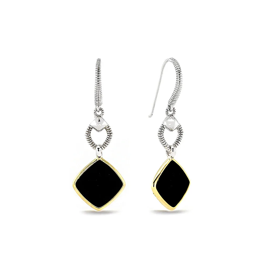 Eternity Drop Earrings with Black Onyx and 18K Gold