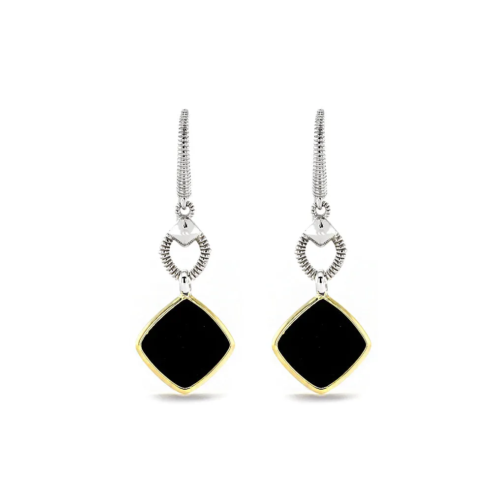 Eternity Drop Earrings with Black Onyx and 18K Gold