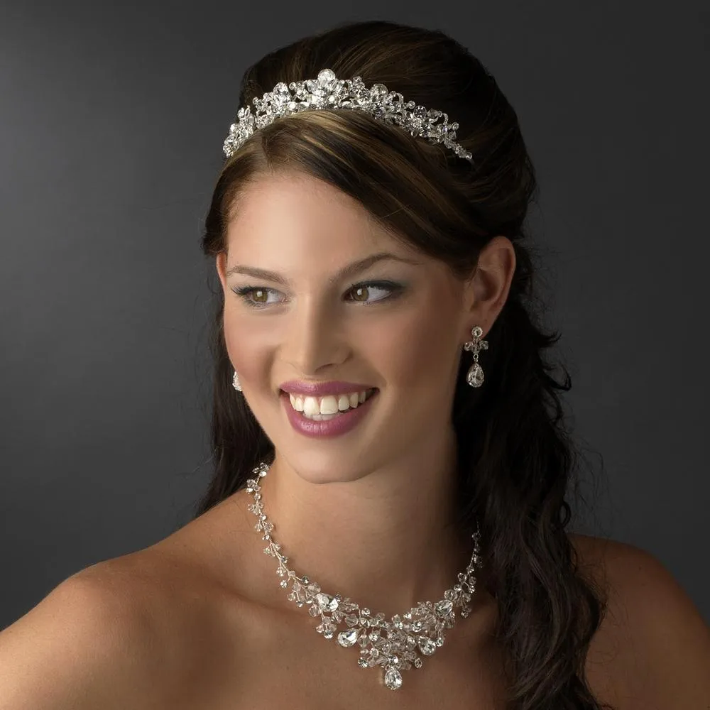 Fabulous Silver Plated Crystal Bridal Tiara Headpiece