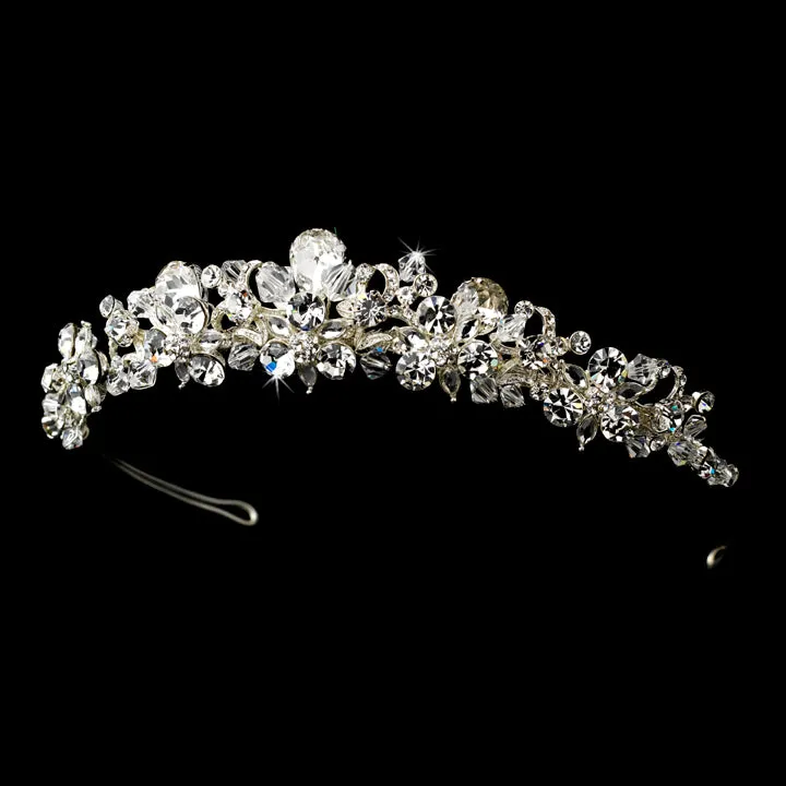 Fabulous Silver Plated Crystal Bridal Tiara Headpiece