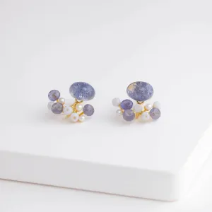 Fairy dumortierite in quartz and mixed stone earrings [Limited Edition]