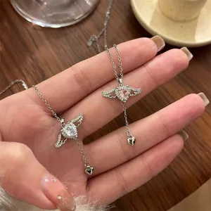 Female With Hearts Zircon Romantic Angel Clavicle Chain