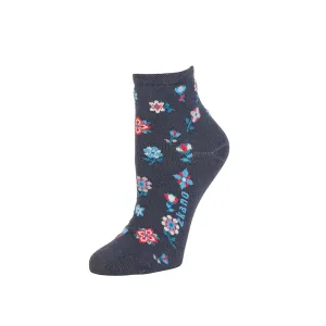 Folksy Floral - Organic Cotton Anklet Socks - Indigo