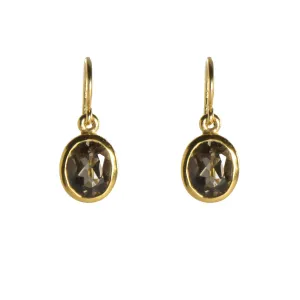 French Wire Smoky Quartz Earrings 24K Fair Trade Gold Vermeil