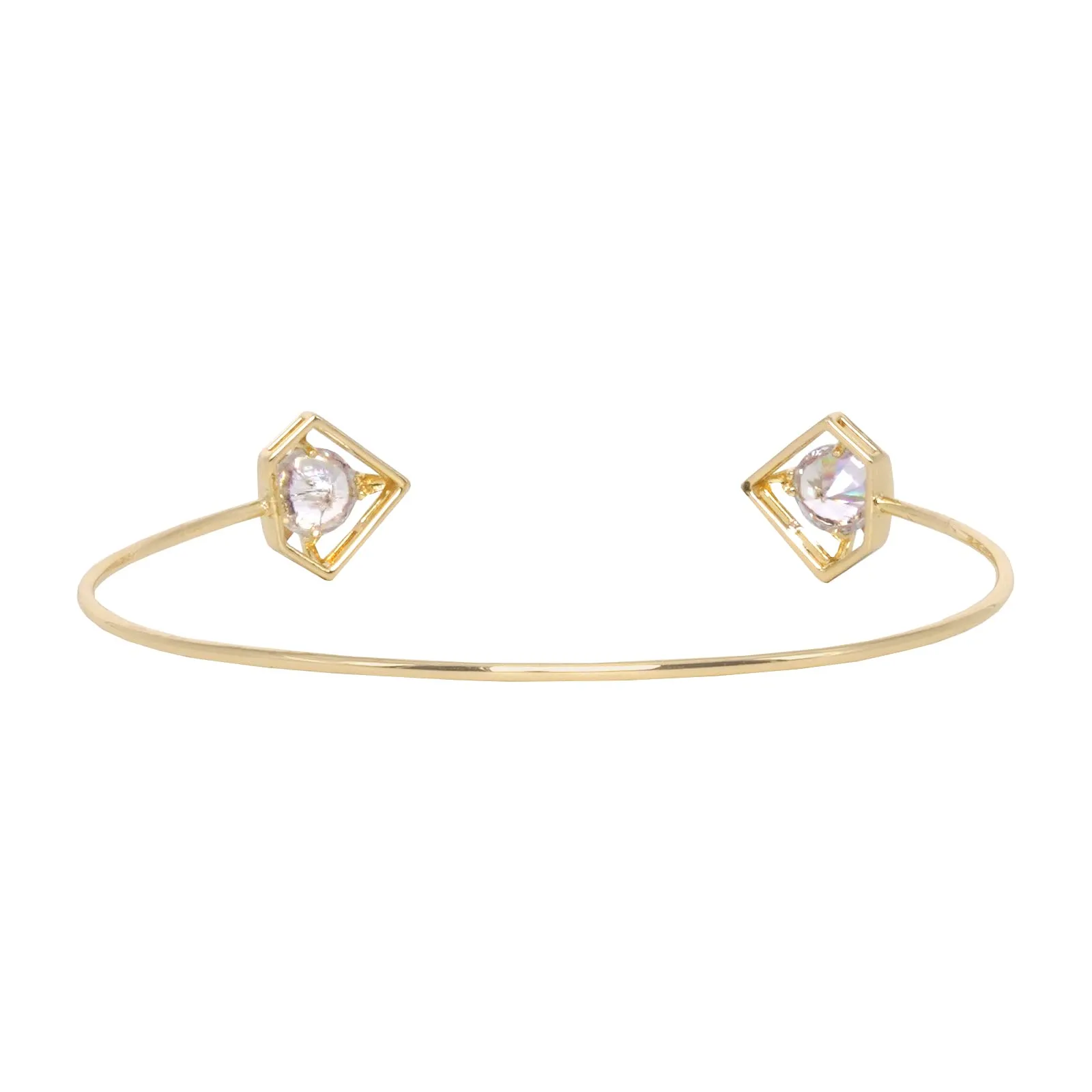 Gem Shaped Gold Open Cuff