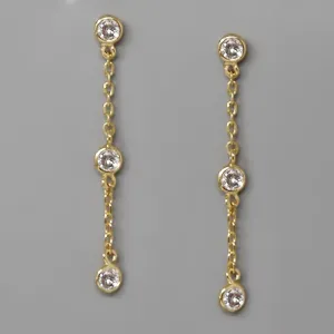 Gold Chain CZ Earrings