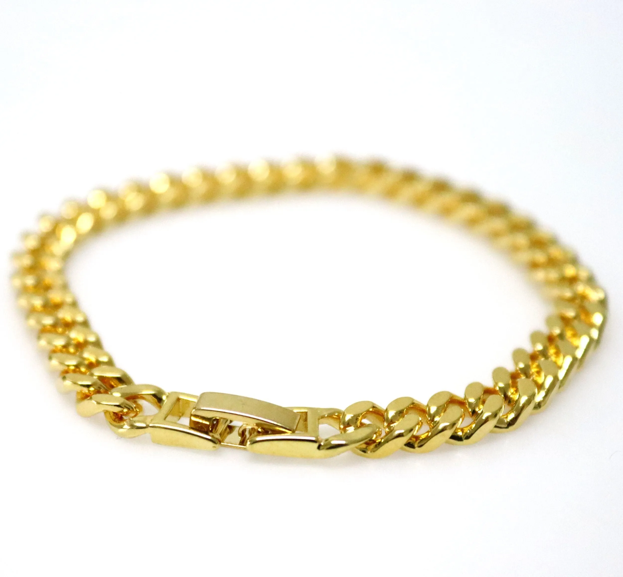 Gold Curb-Link Bracelet for Men