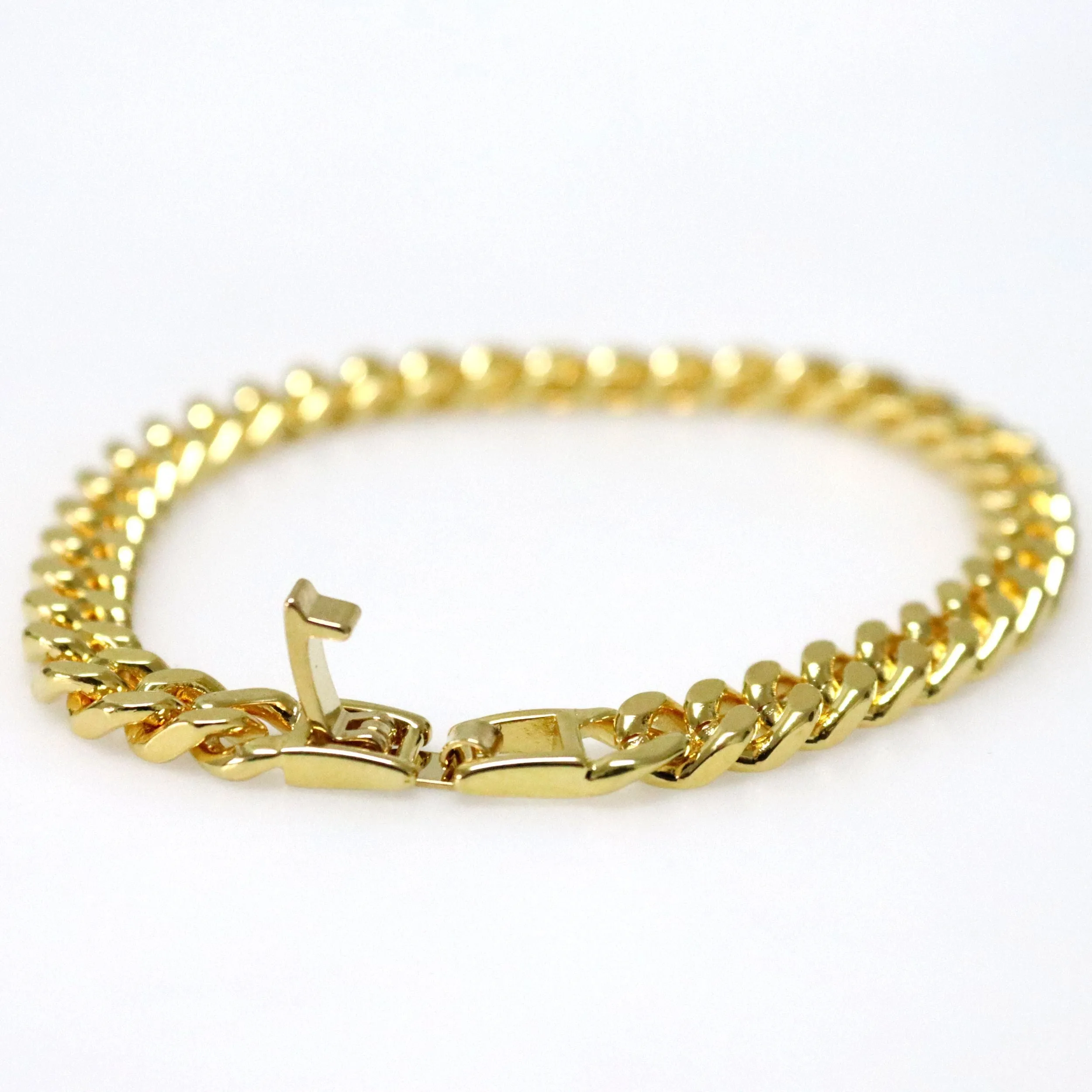 Gold Curb-Link Bracelet for Men