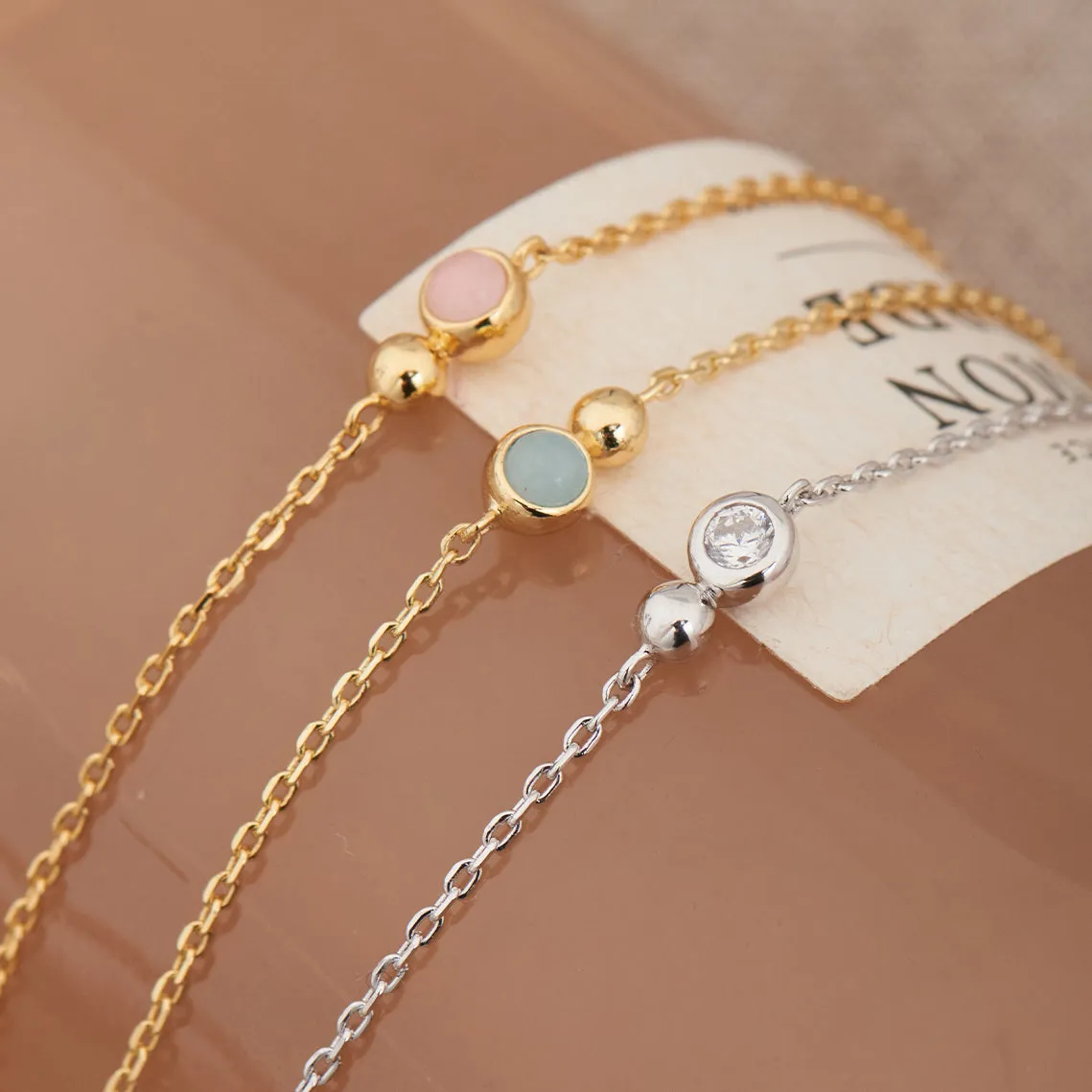 Gold Orb Rose Quartz Chain Bracelet