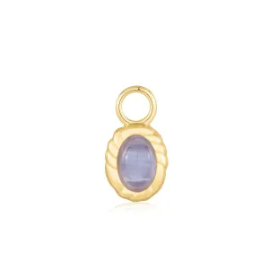 Gold Oval Blue Agate Earring Charm