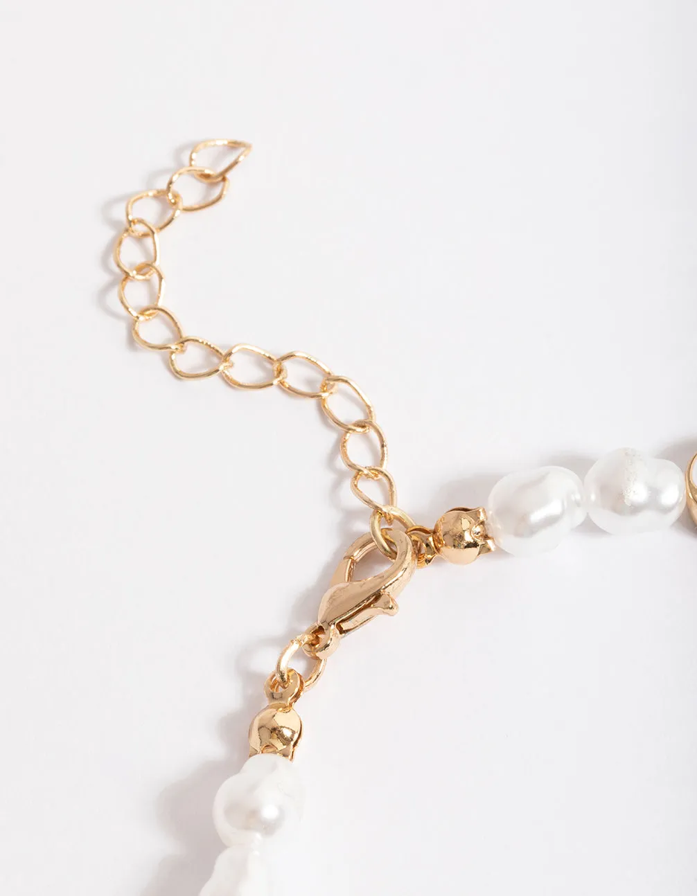 Gold Pearl & Peace Charm Anklet