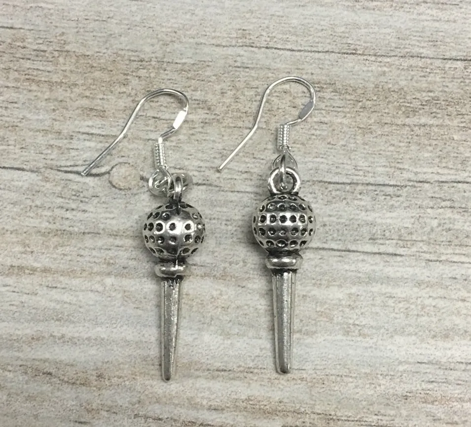 Golf Tee Charm Earrings