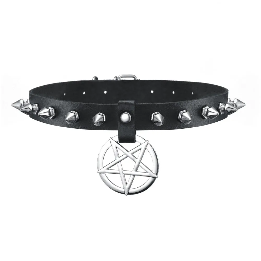 Goth Spiked Choker Collar