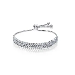 Graziela Triple Row Diamond Bolo Bracelet in White Gold