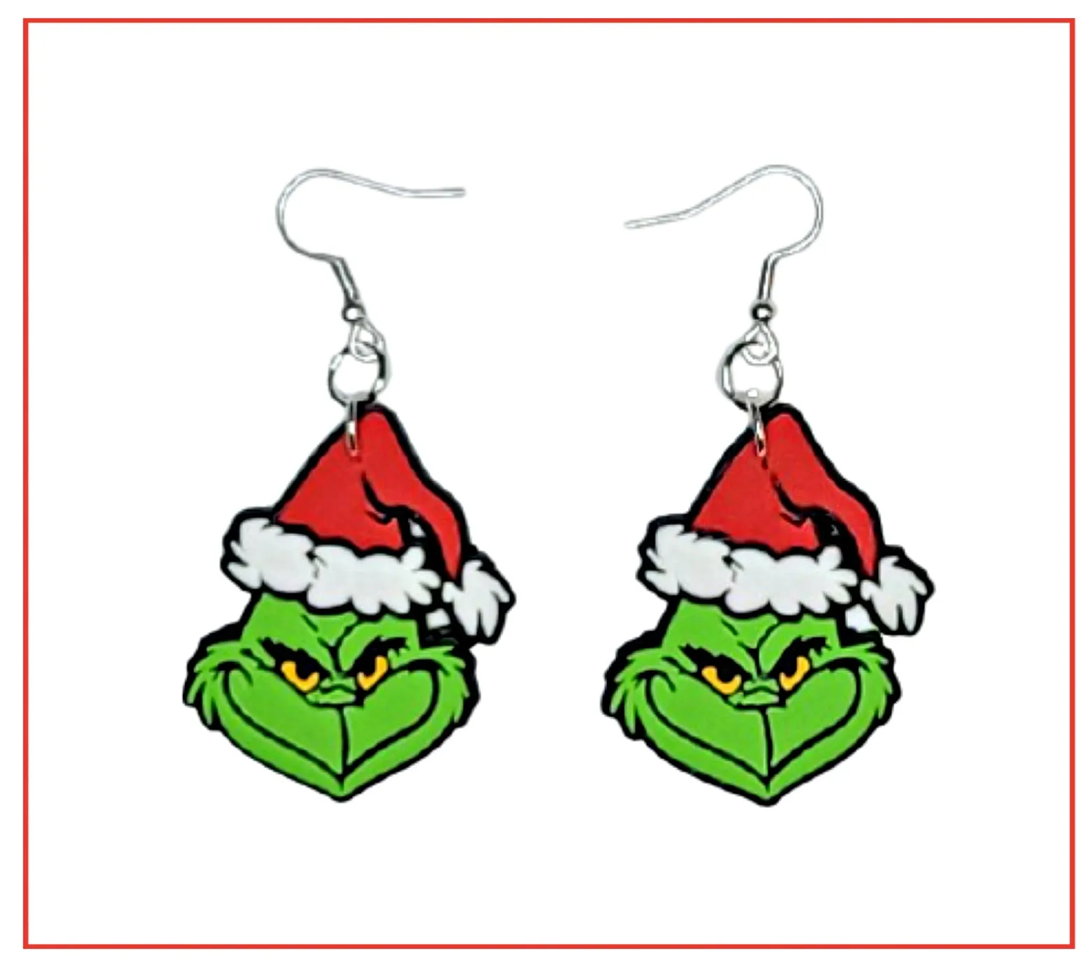 Grinch Dangle Christmas Hook Earrings