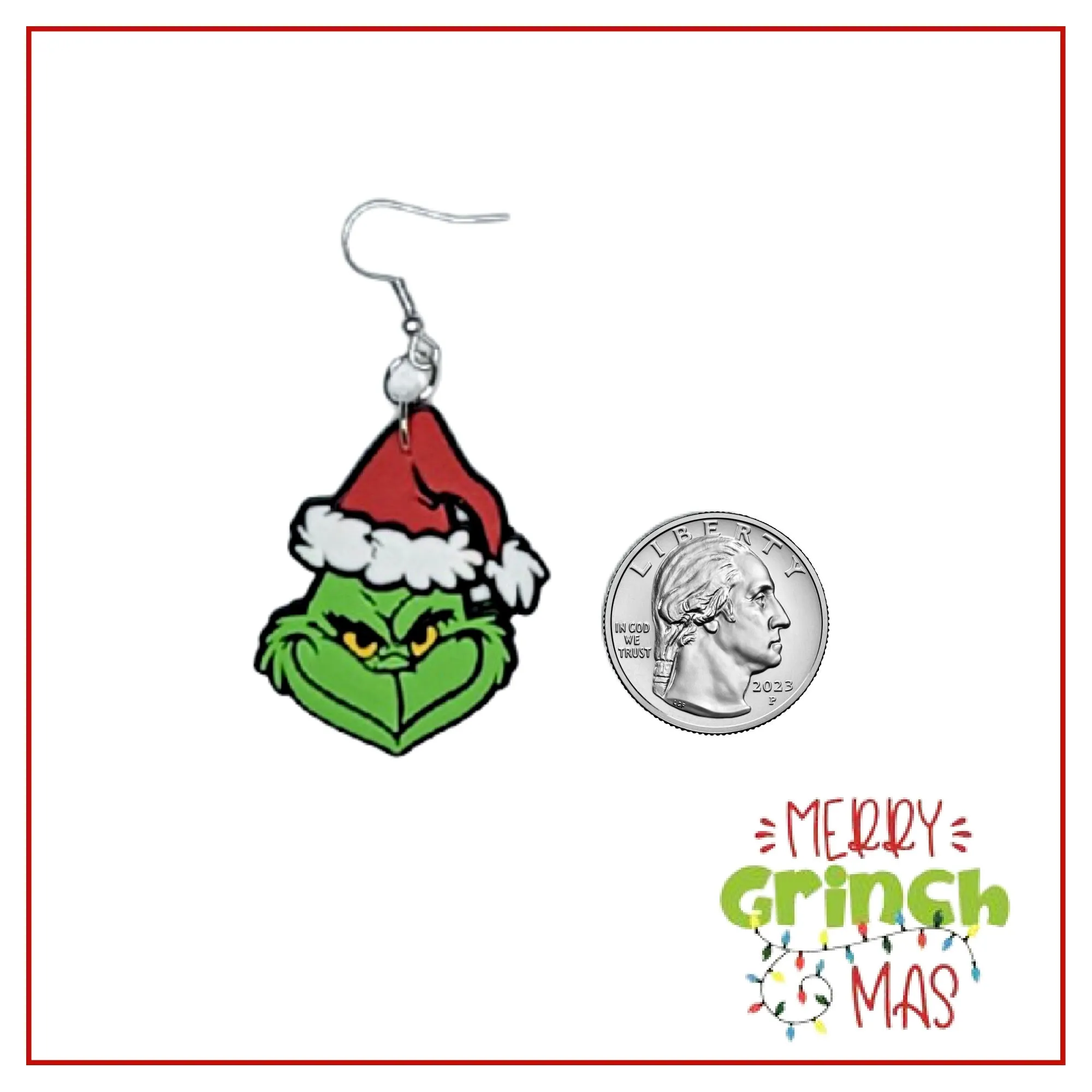 Grinch Dangle Christmas Hook Earrings