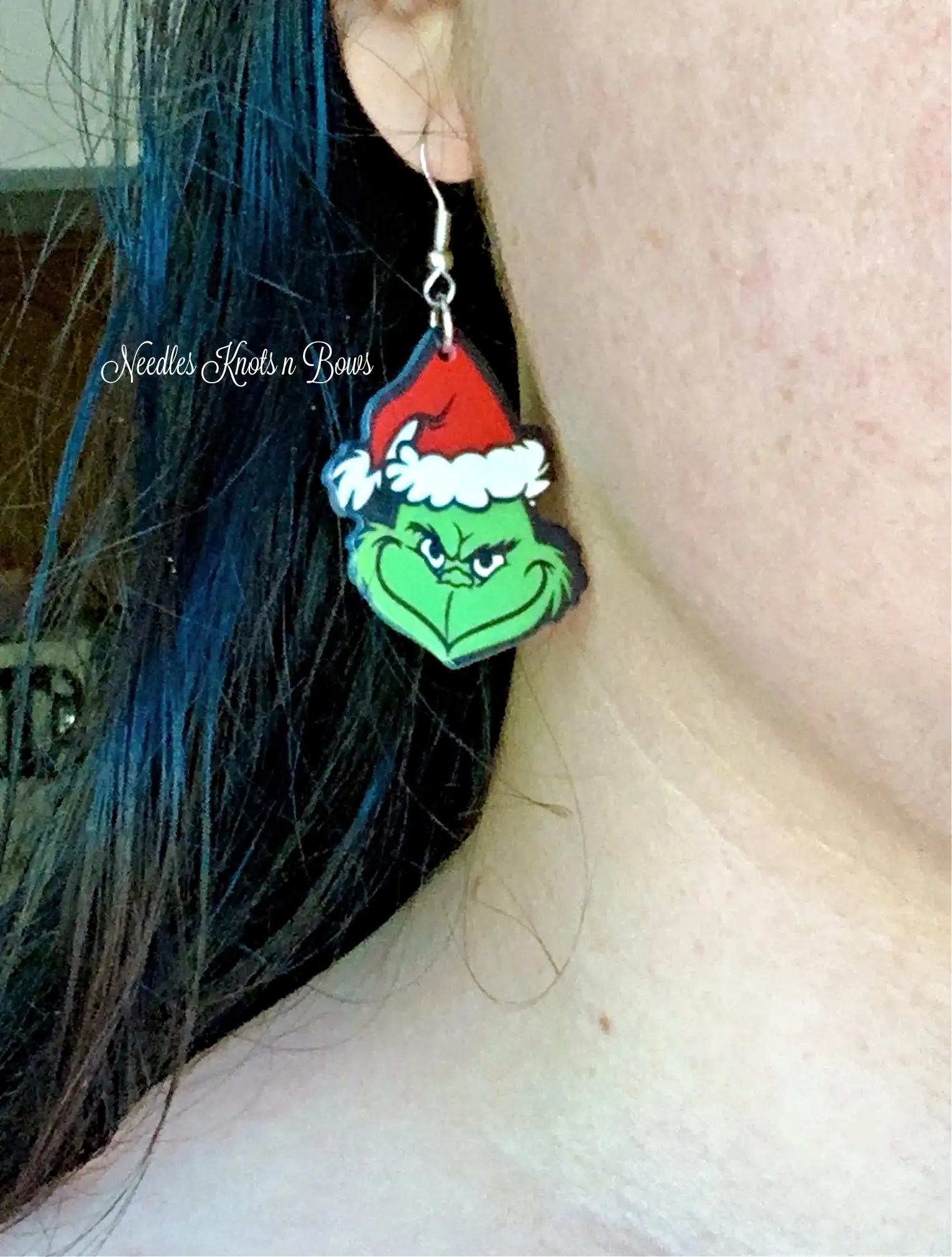 Grinch Dangle Christmas Hook Earrings