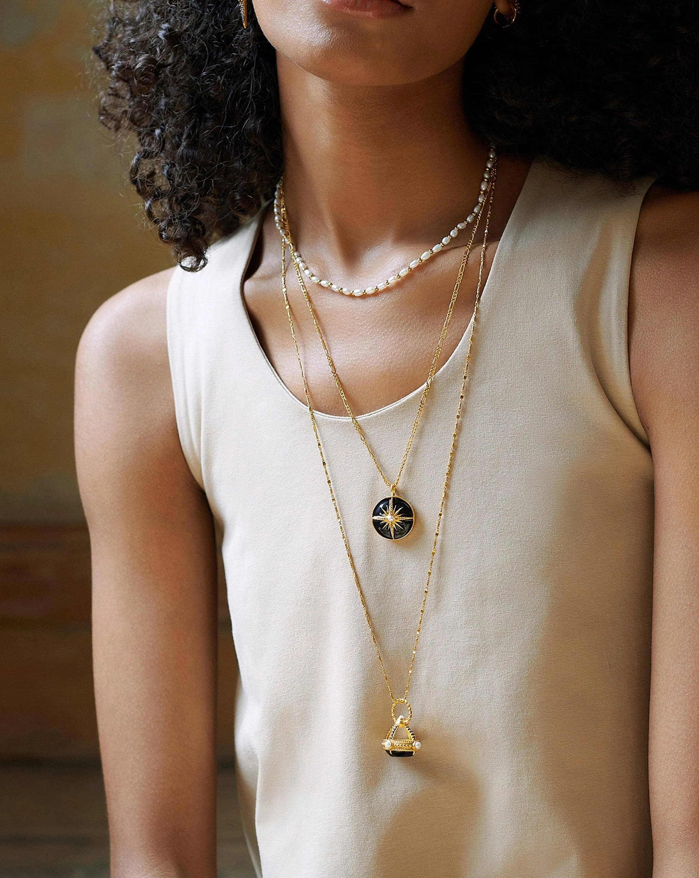 Harris Reed Golden Seal Necklace | 18k Gold Plated/Pearl