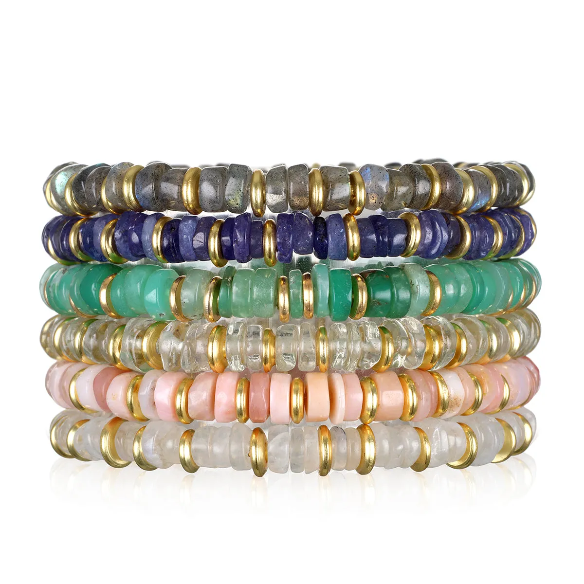 Heishi Charm Bracelet - Rainbow Moonstone