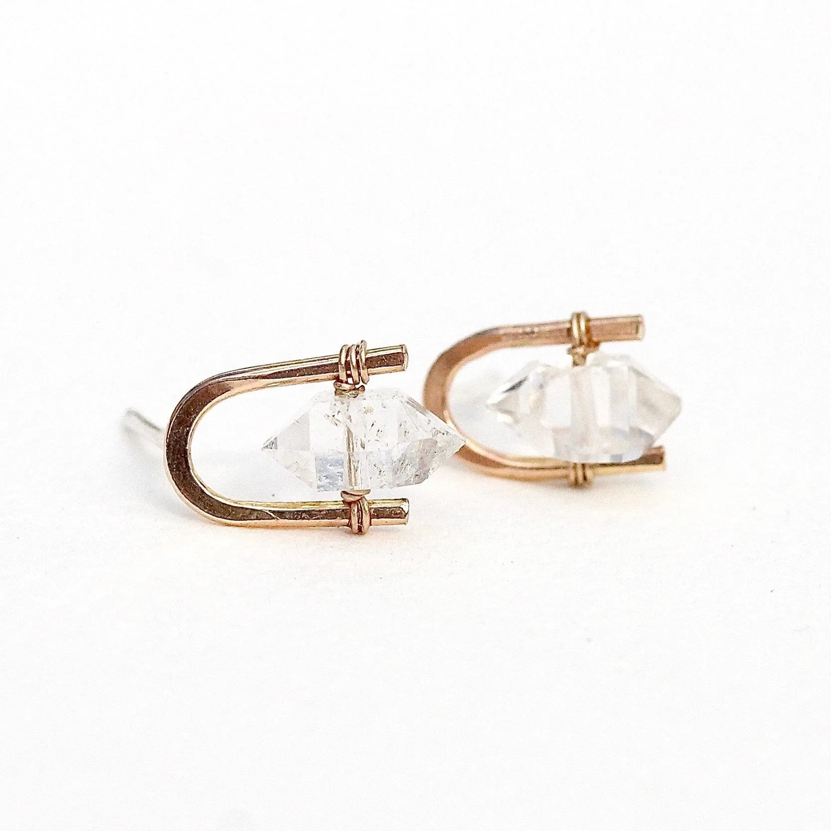 Herkimer Diamond Staple Earrings