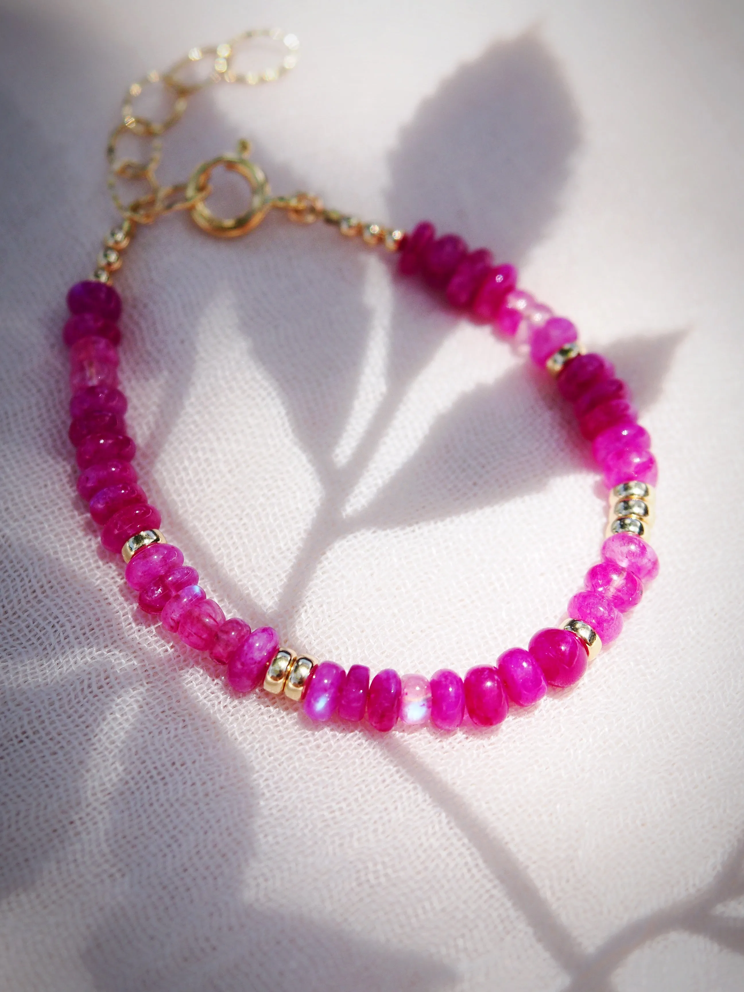 Hot Pink Rainbow Moonstone Bracelet - Kekipi