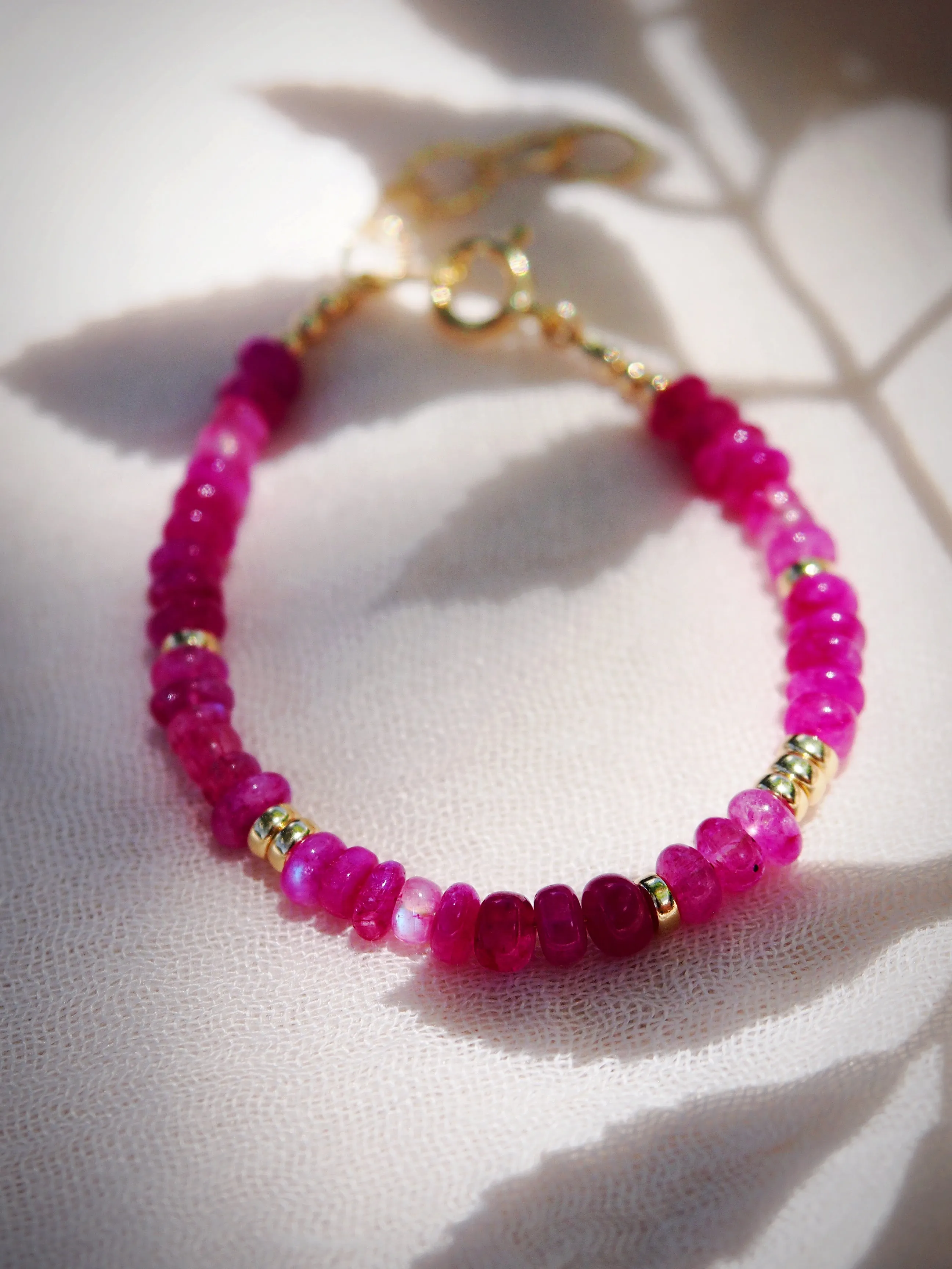 Hot Pink Rainbow Moonstone Bracelet - Kekipi