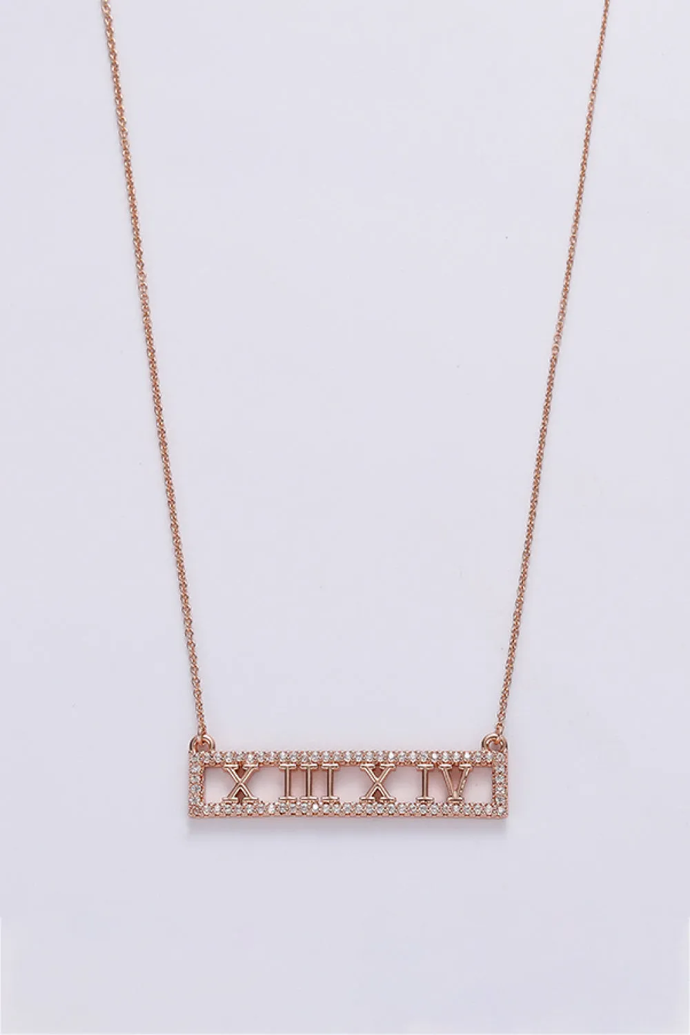 Inlaid Cubic Zirconia Bar Pendant Necklace