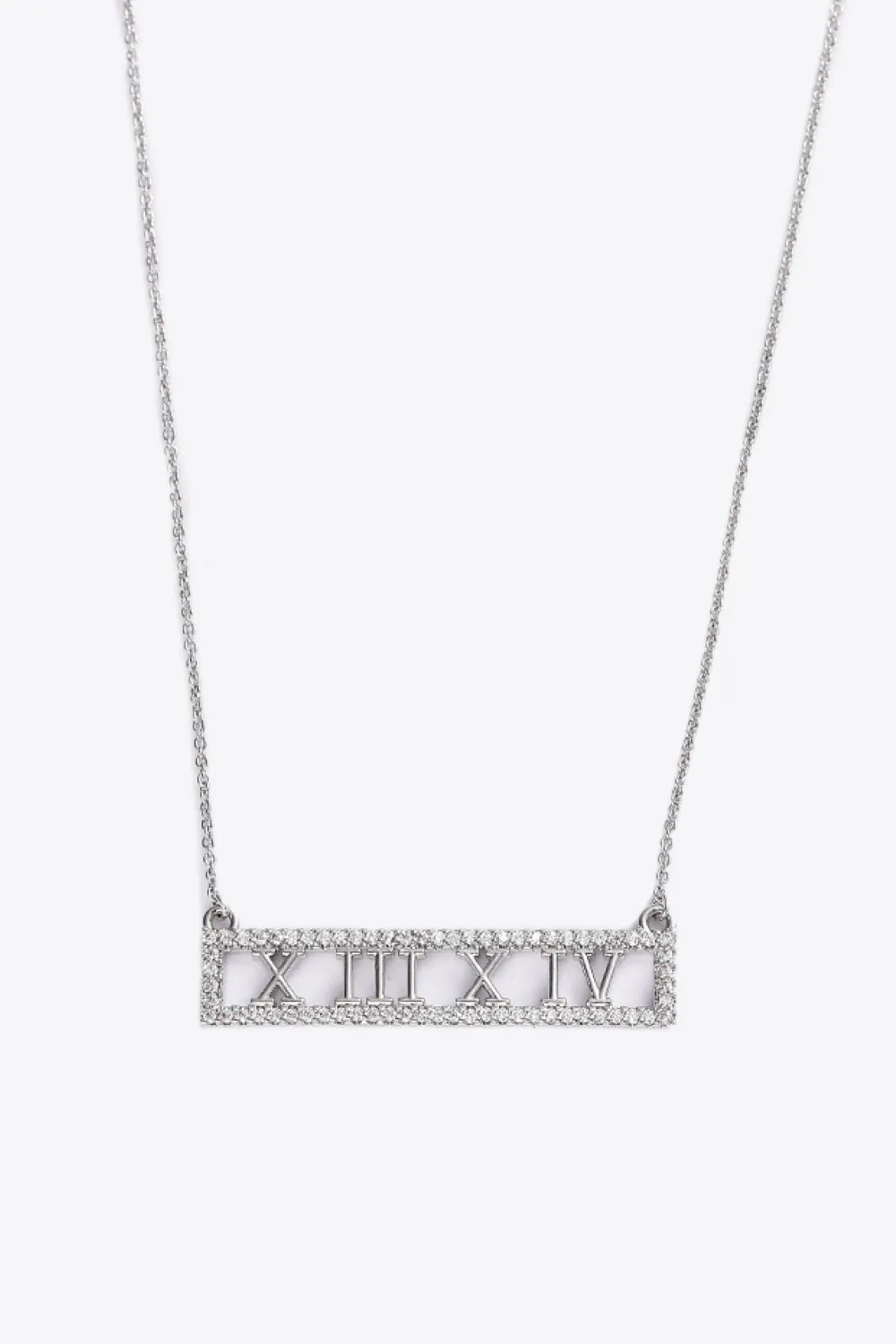 Inlaid Cubic Zirconia Bar Pendant Necklace