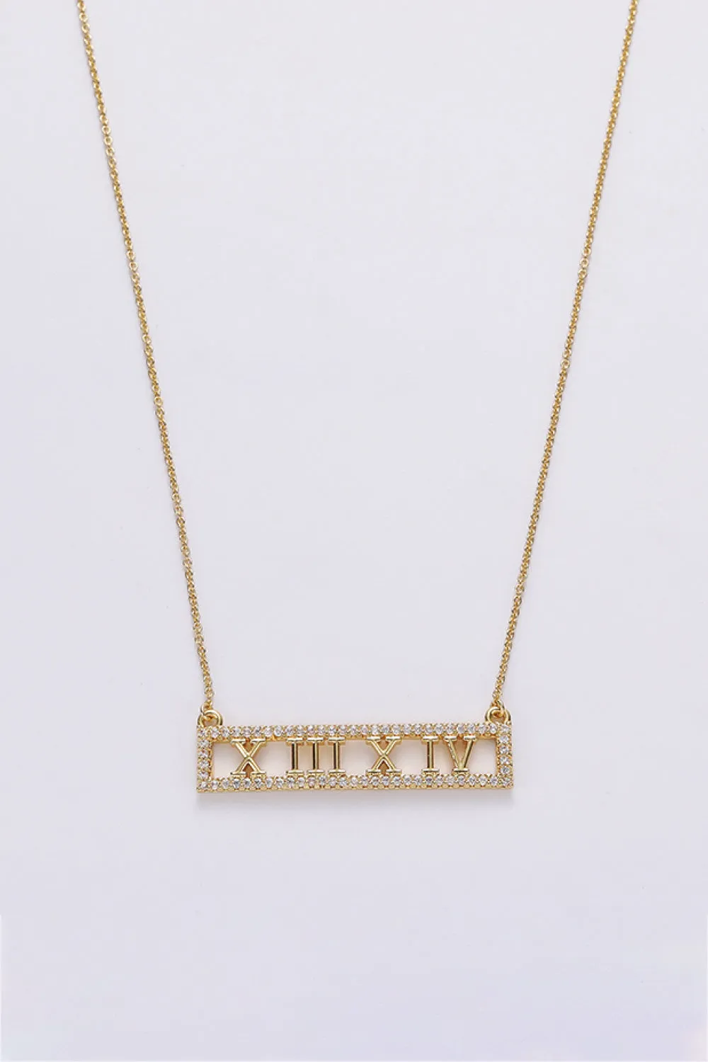 Inlaid Cubic Zirconia Bar Pendant Necklace