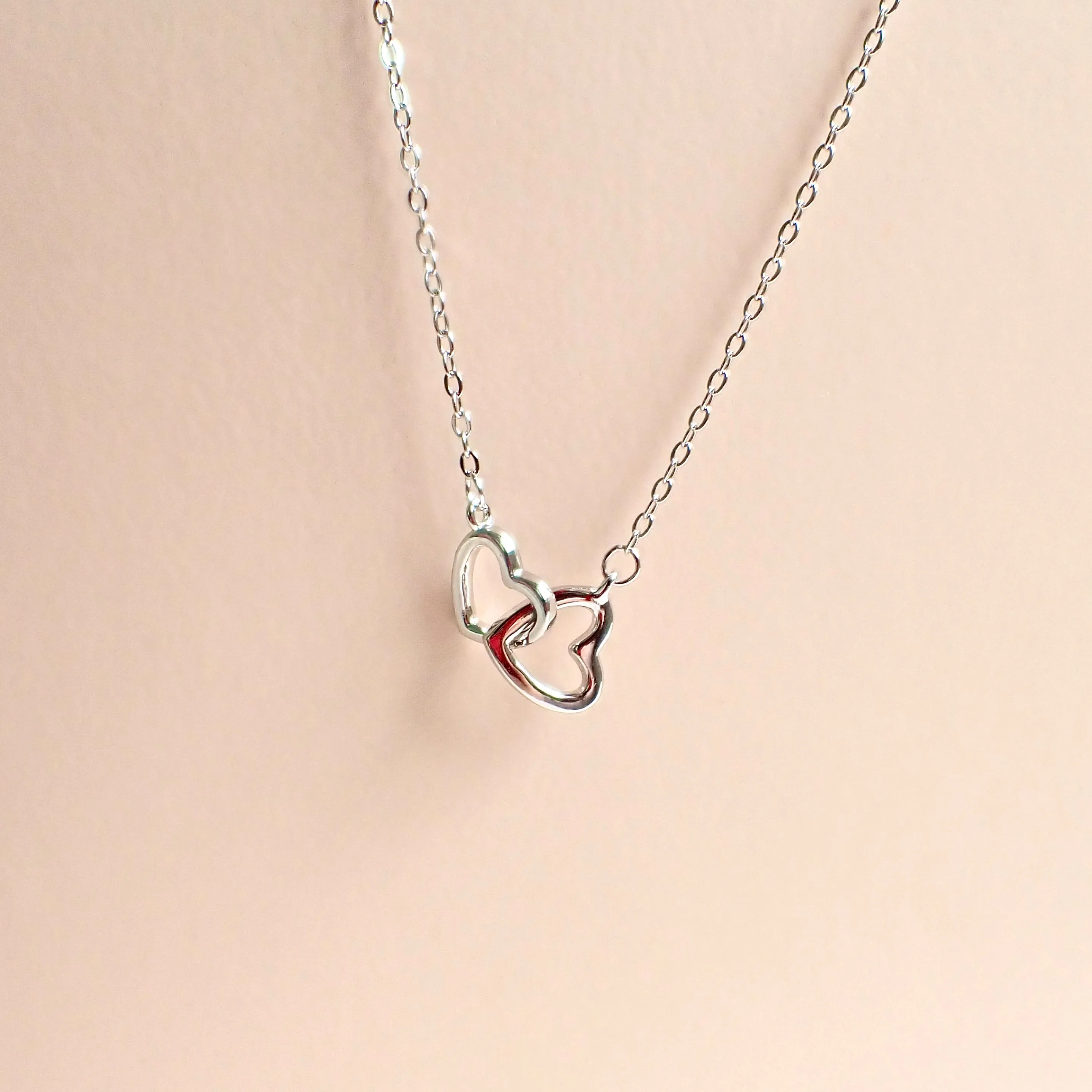 Interlock Hearts Two Ways Necklace 925 Silver