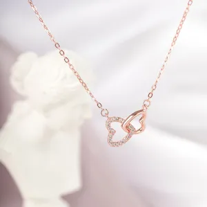 Interlock Hearts Two Ways Necklace 925 Silver