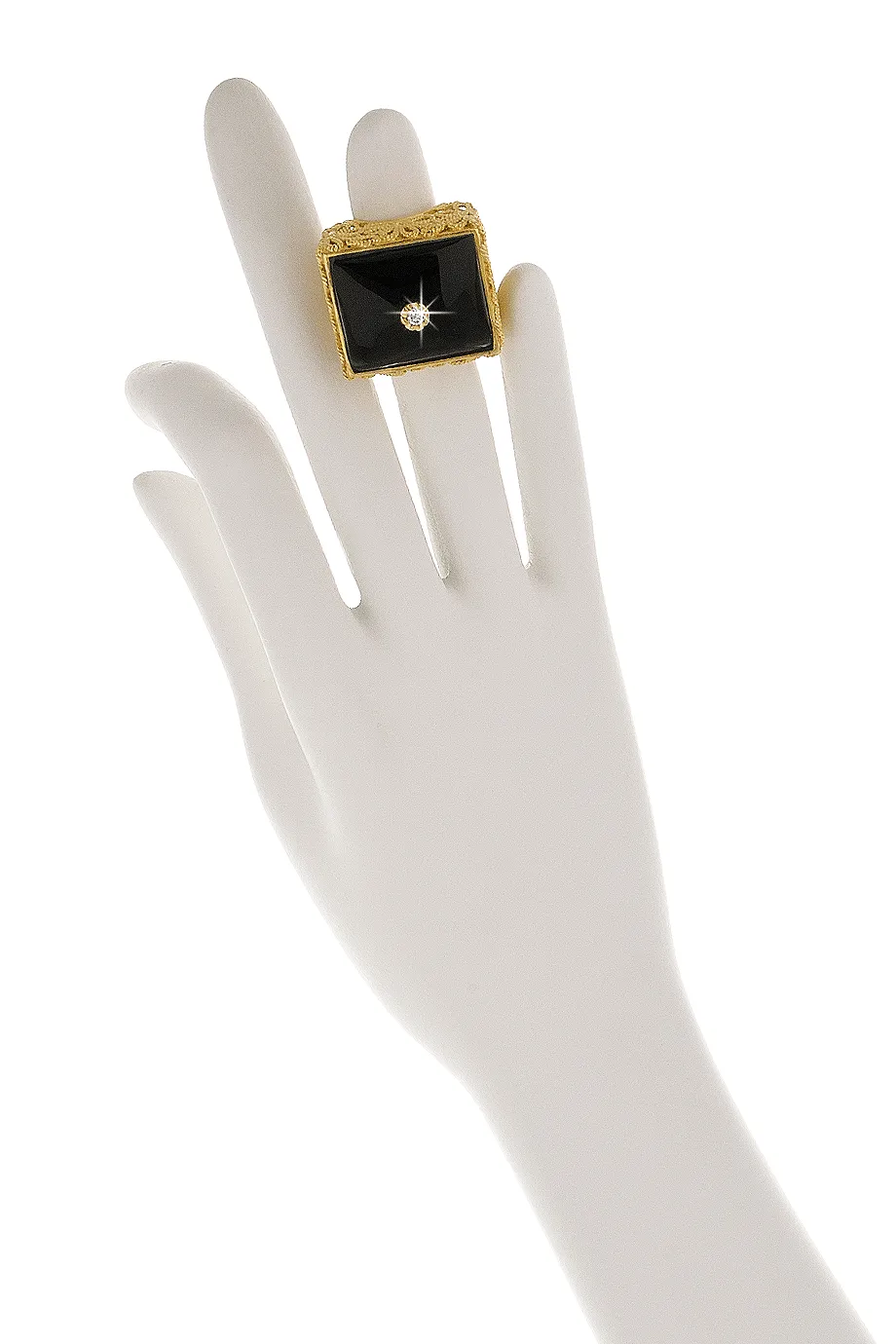 ISHARYA DAISY Filigree Black Onyx Ring