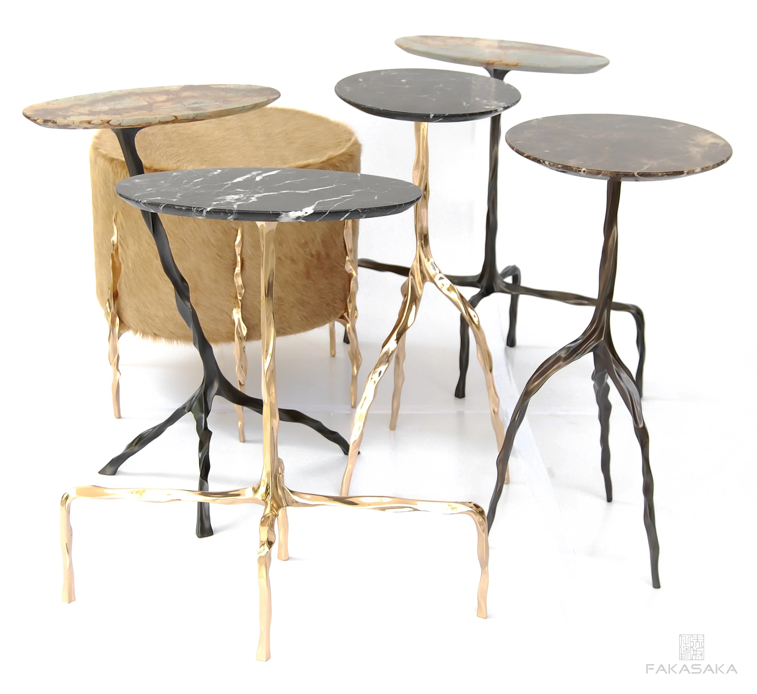 JANIS DRINK TABLE<br><br>BLUE MARE QUARTZITE<br>DARK BRONZE